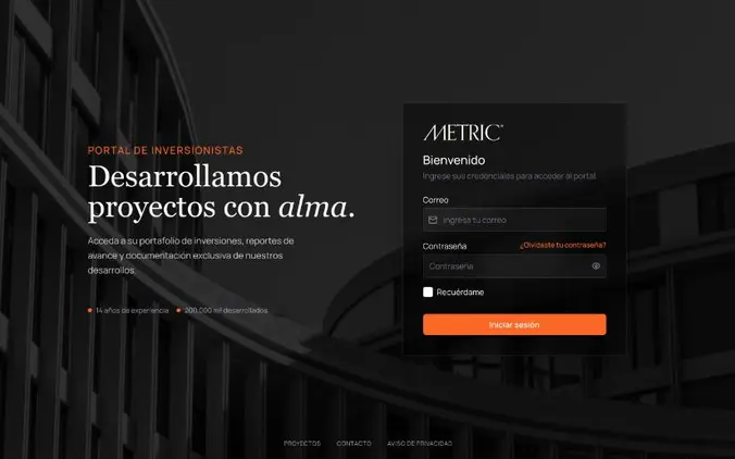 Sitio web de Metric